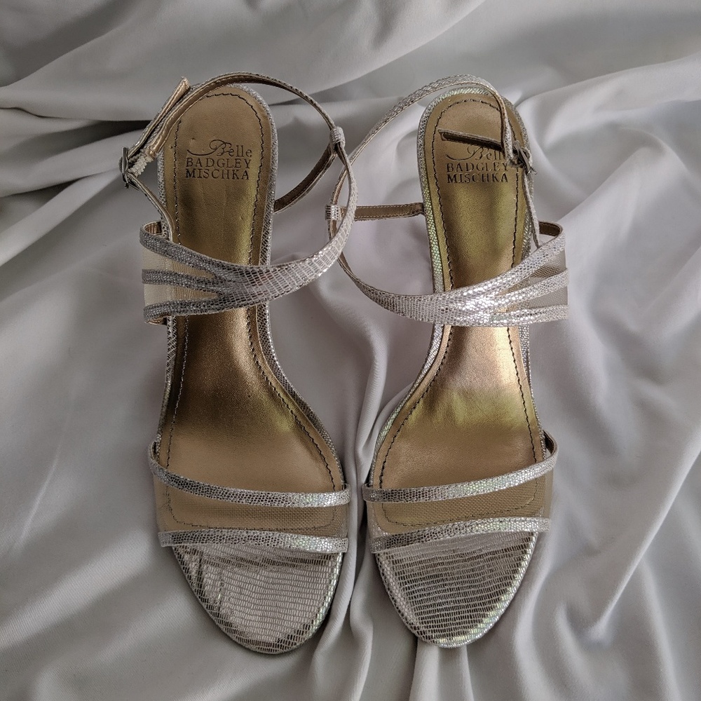 Silver/White Badgley Mischka Versatile Heel